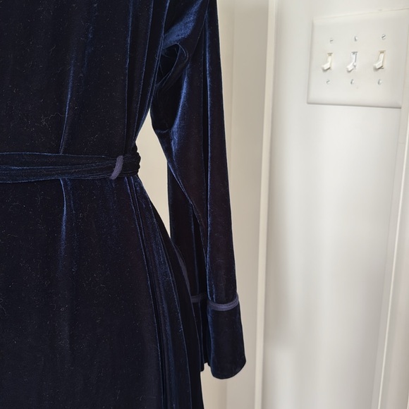 Vintage Jonquil Diane Samandi Blue Velvet Robe L - Picture 5 of 7